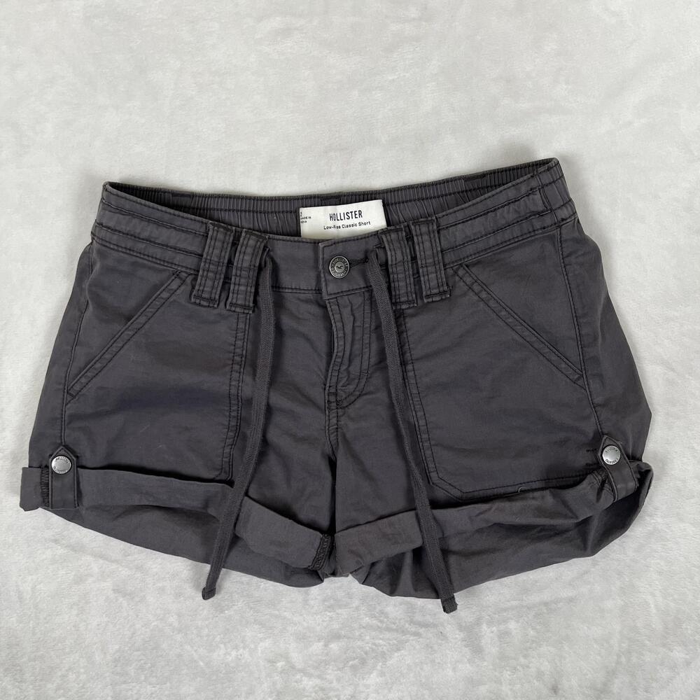Hollister Shorts Womens 2 Gray Low Rise Classic Chino Twill Drawstring Casual